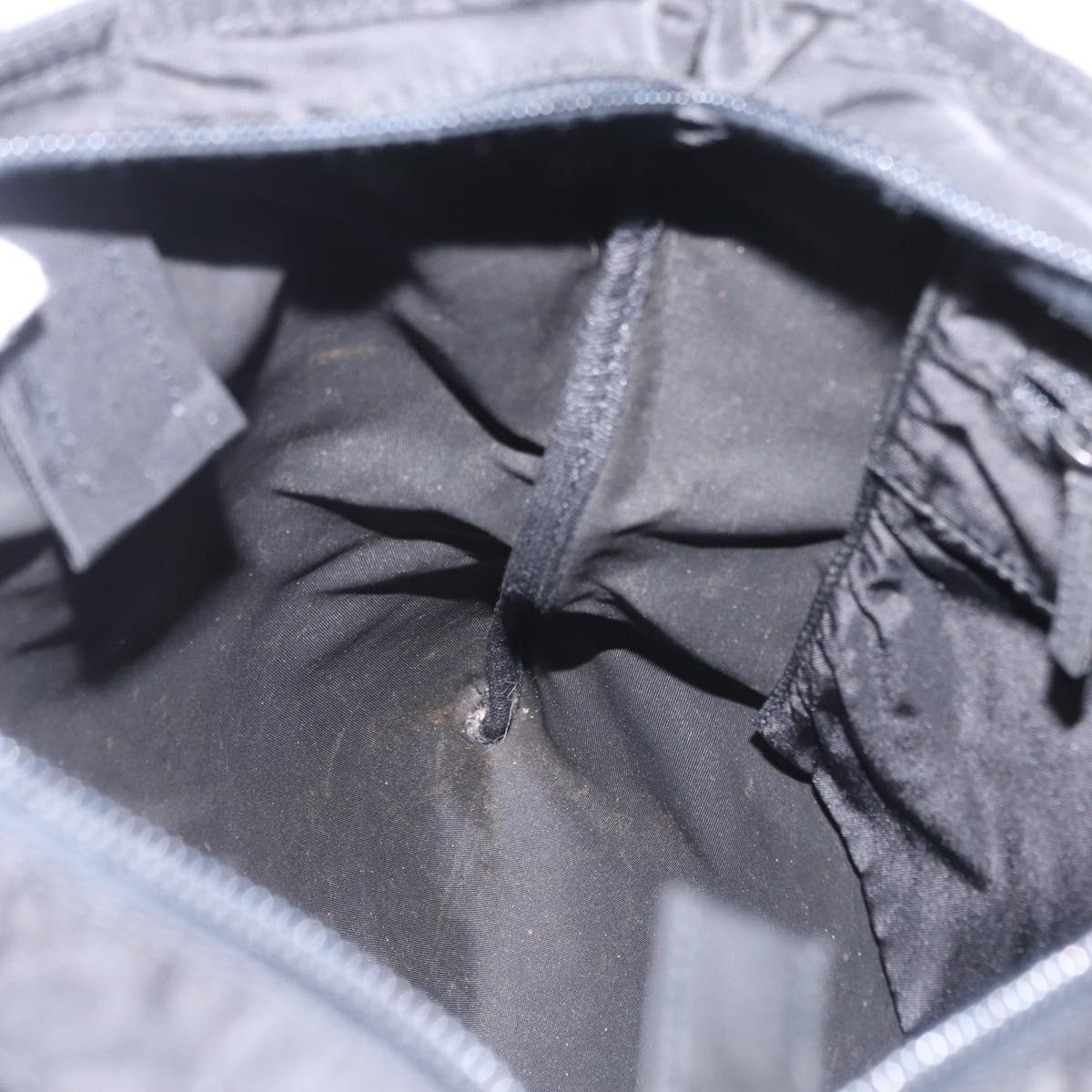 PRADA Tote Bag Nylon Black Silver Auth 201245A