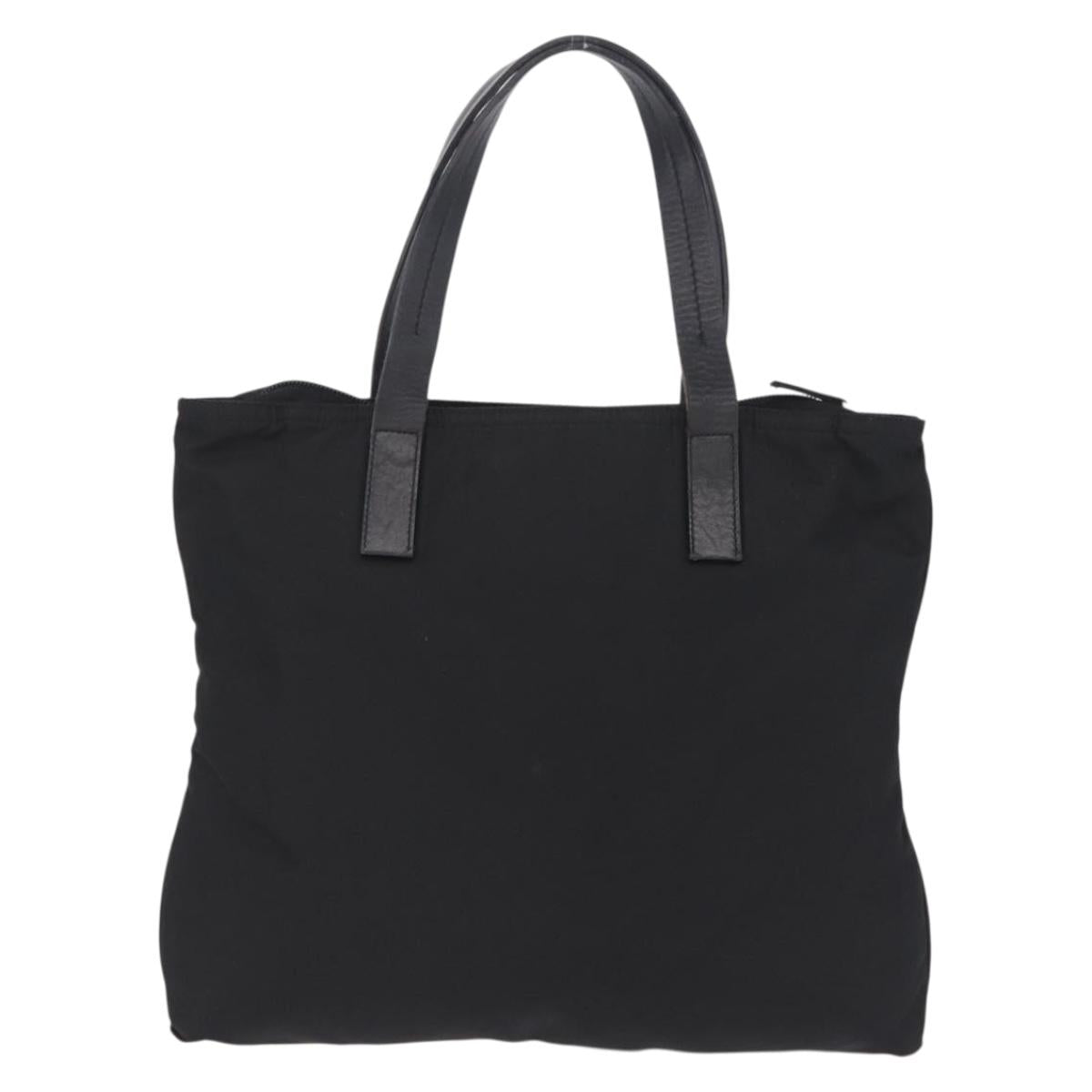PRADA Tote Bag Nylon Black Silver Auth 201245A