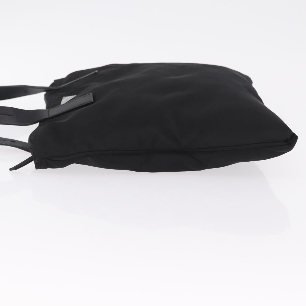 PRADA Tote Bag Nylon Black Silver Auth 201245A