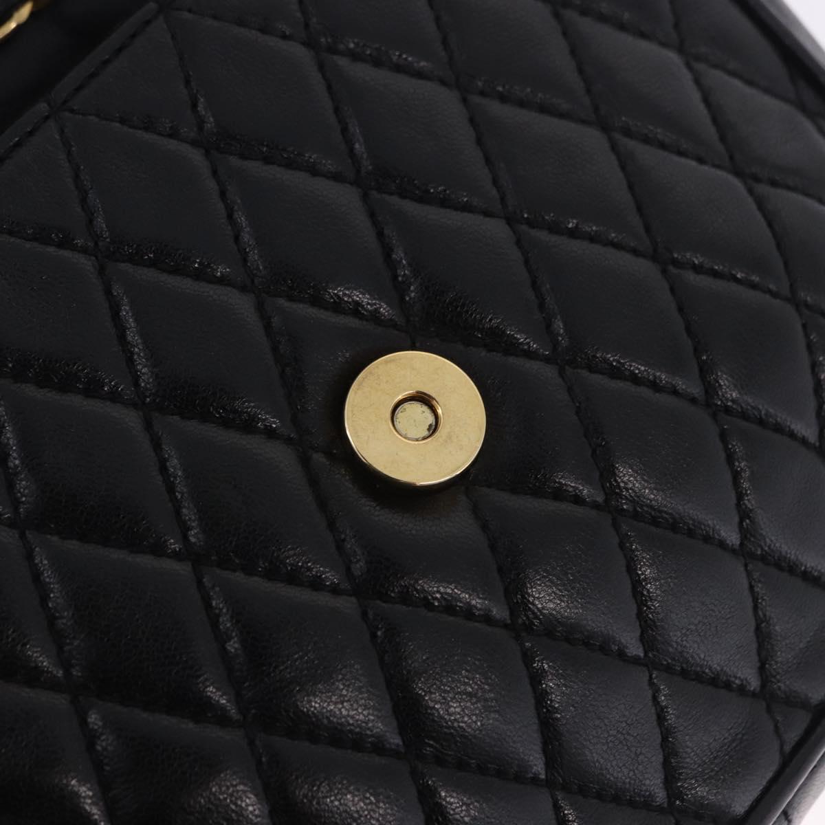 BALLY Chain Shoulder Bag Leather Black Gold Tone Auth 201246