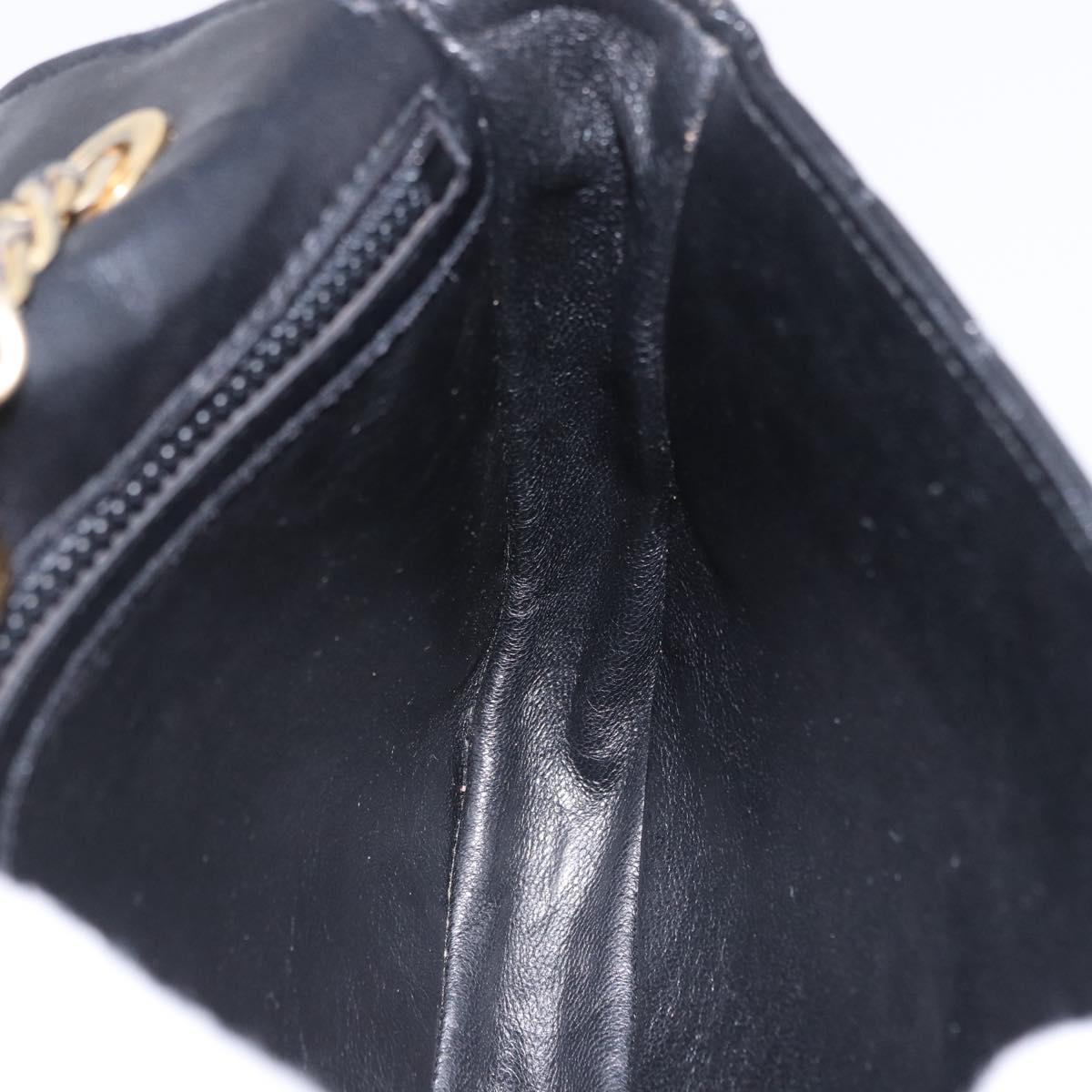 BALLY Chain Shoulder Bag Leather Black Gold Tone Auth 201246