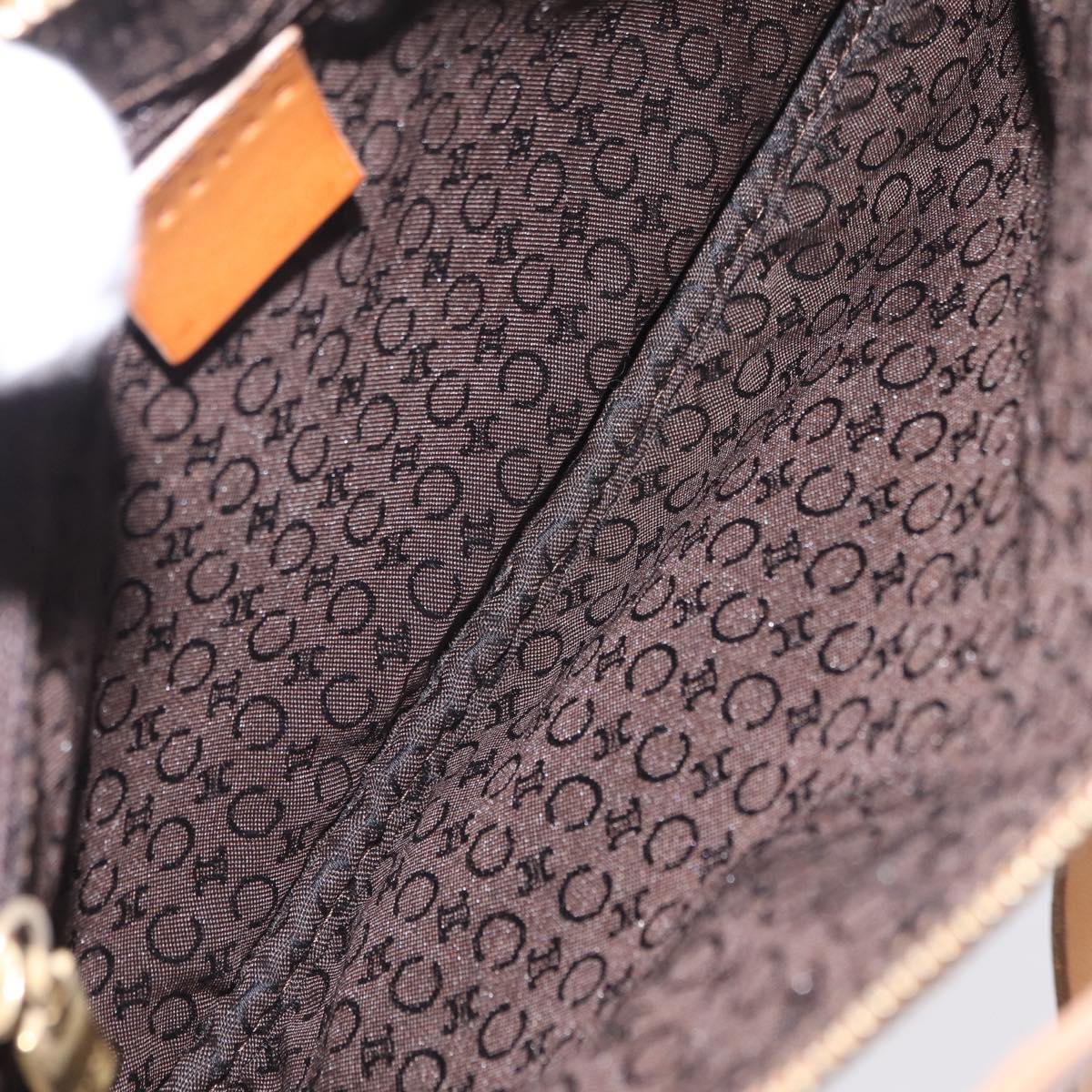 CELINE C Macadam Canvas Shoulder Bag Suede Brown Gold Auth 201247