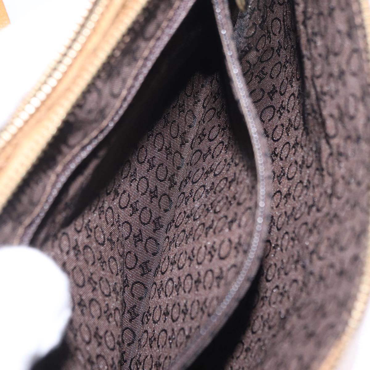 CELINE C Macadam Canvas Shoulder Bag Suede Brown Gold Auth 201247