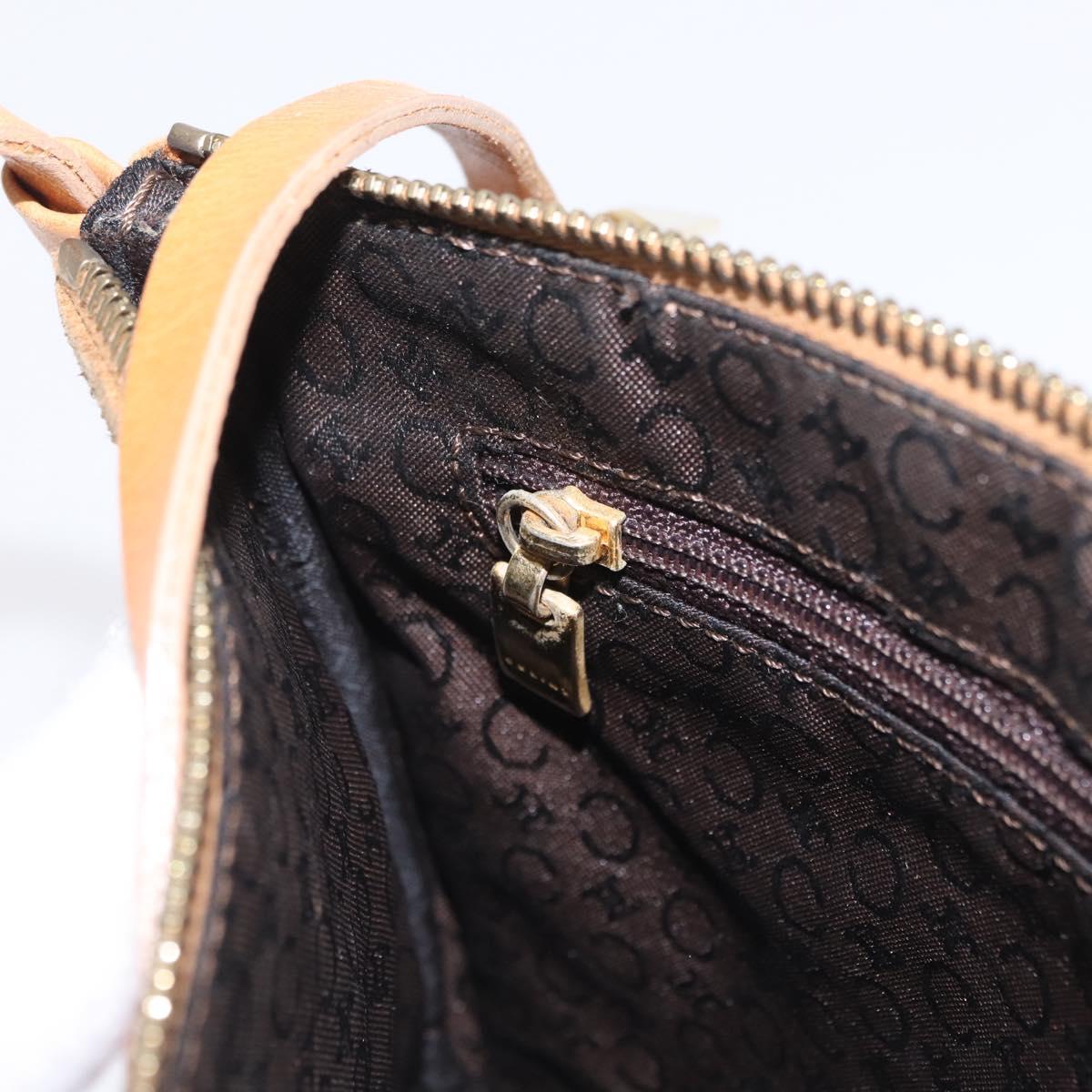 CELINE C Macadam Canvas Shoulder Bag Suede Brown Gold Auth 201247