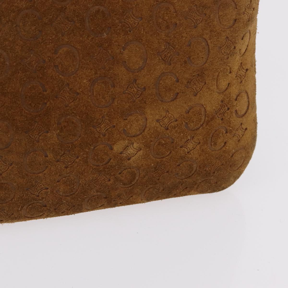CELINE C Macadam Canvas Shoulder Bag Suede Brown Gold Auth 201247