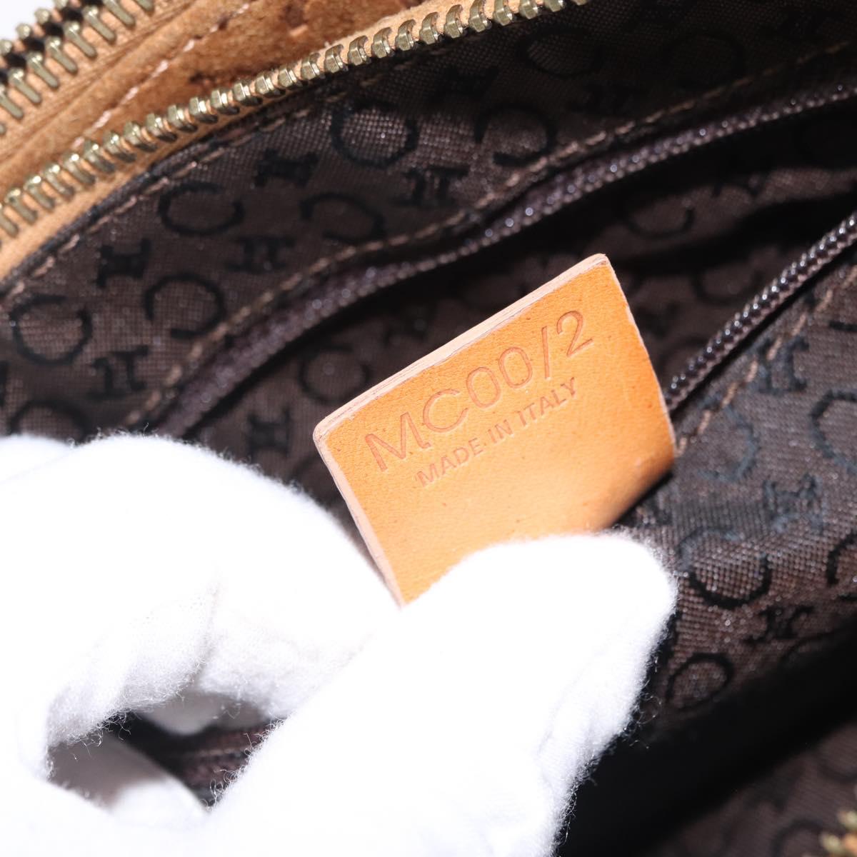 CELINE C Macadam Canvas Shoulder Bag Suede Brown Gold Auth 201247