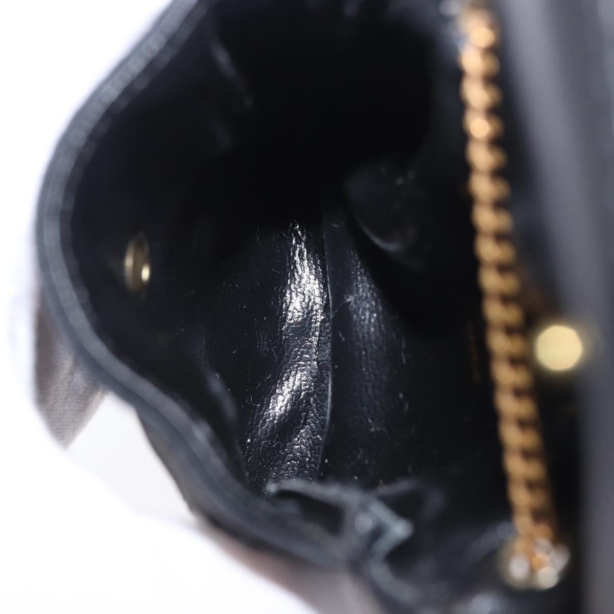 CHANEL Matelasse Chain Shoulder Pouch Satin Black Gold Tone CC Auth 201248