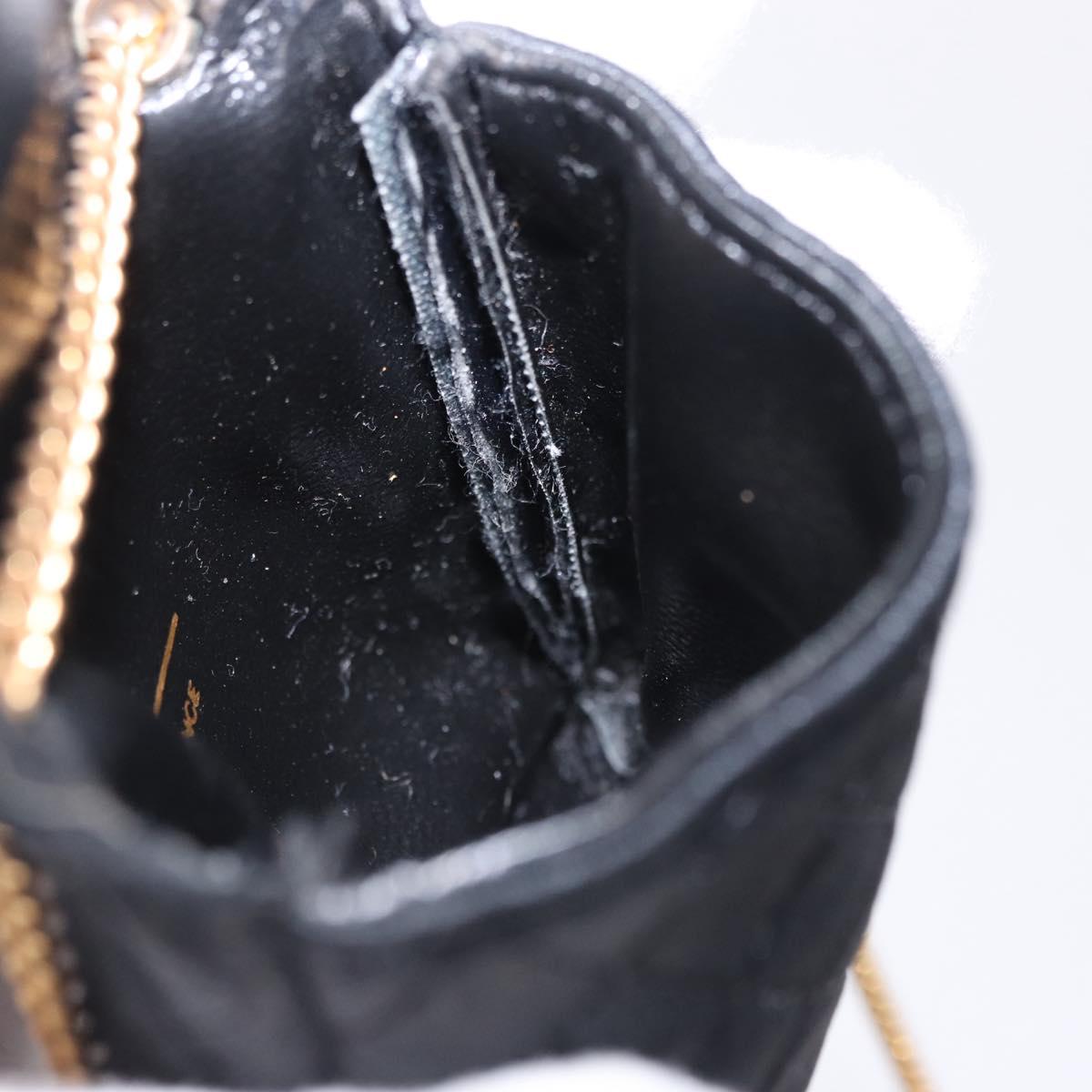 CHANEL Matelasse Chain Shoulder Pouch Satin Black Gold Tone CC Auth 201248