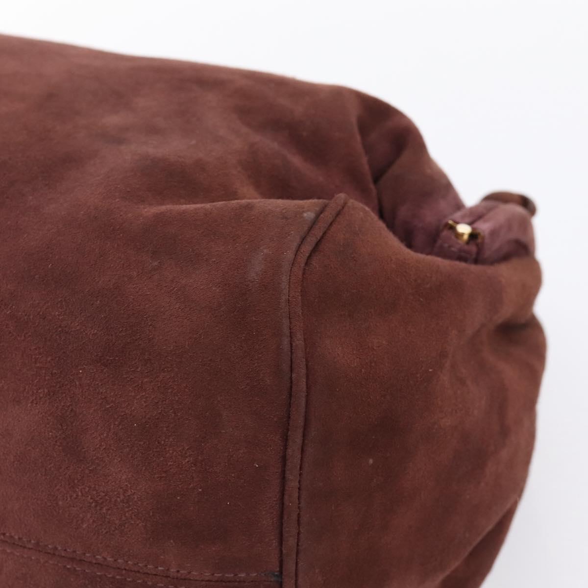 BOTTEGA VENETA Hand Bag Suede Bordeaux Gold Tone Auth 201251