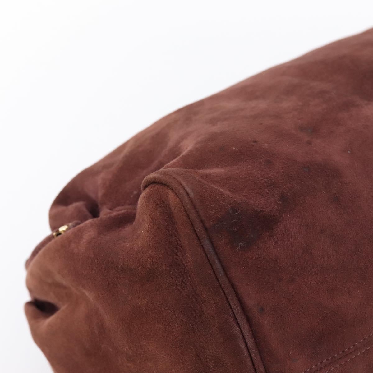 BOTTEGA VENETA Hand Bag Suede Bordeaux Gold Tone Auth 201251