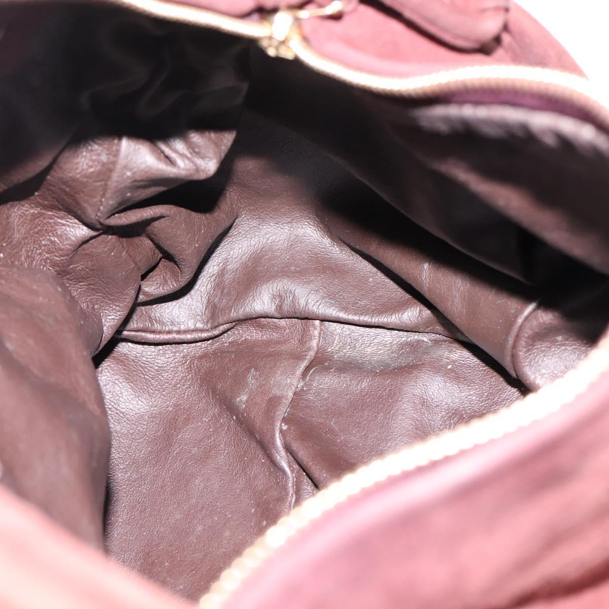 BOTTEGA VENETA Hand Bag Suede Bordeaux Gold Tone Auth 201251