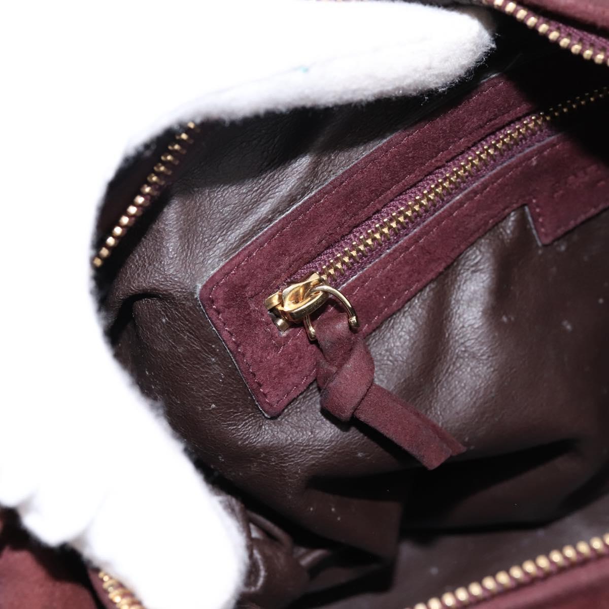 BOTTEGA VENETA Hand Bag Suede Bordeaux Gold Tone Auth 201251
