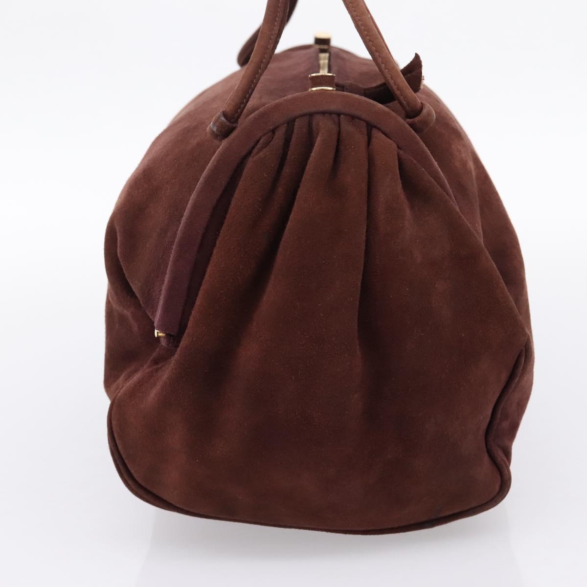 BOTTEGA VENETA Hand Bag Suede Bordeaux Gold Tone Auth 201251