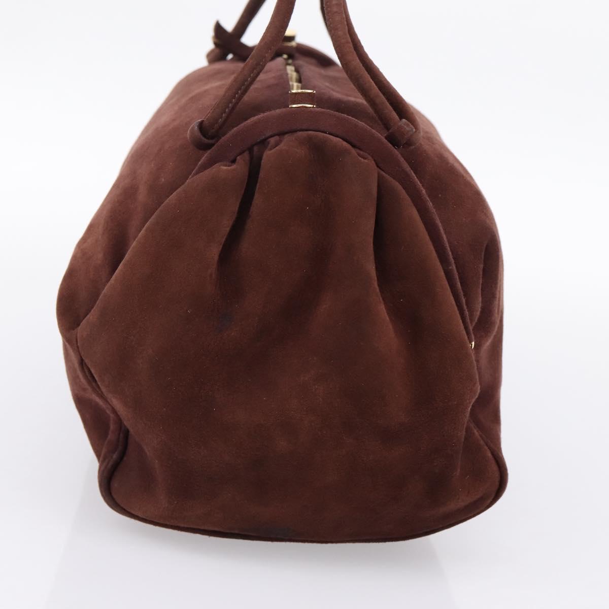 BOTTEGA VENETA Hand Bag Suede Bordeaux Gold Tone Auth 201251