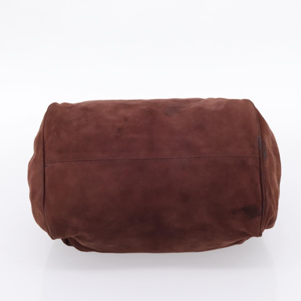 BOTTEGA VENETA Hand Bag Suede Bordeaux Gold Tone Auth 201251