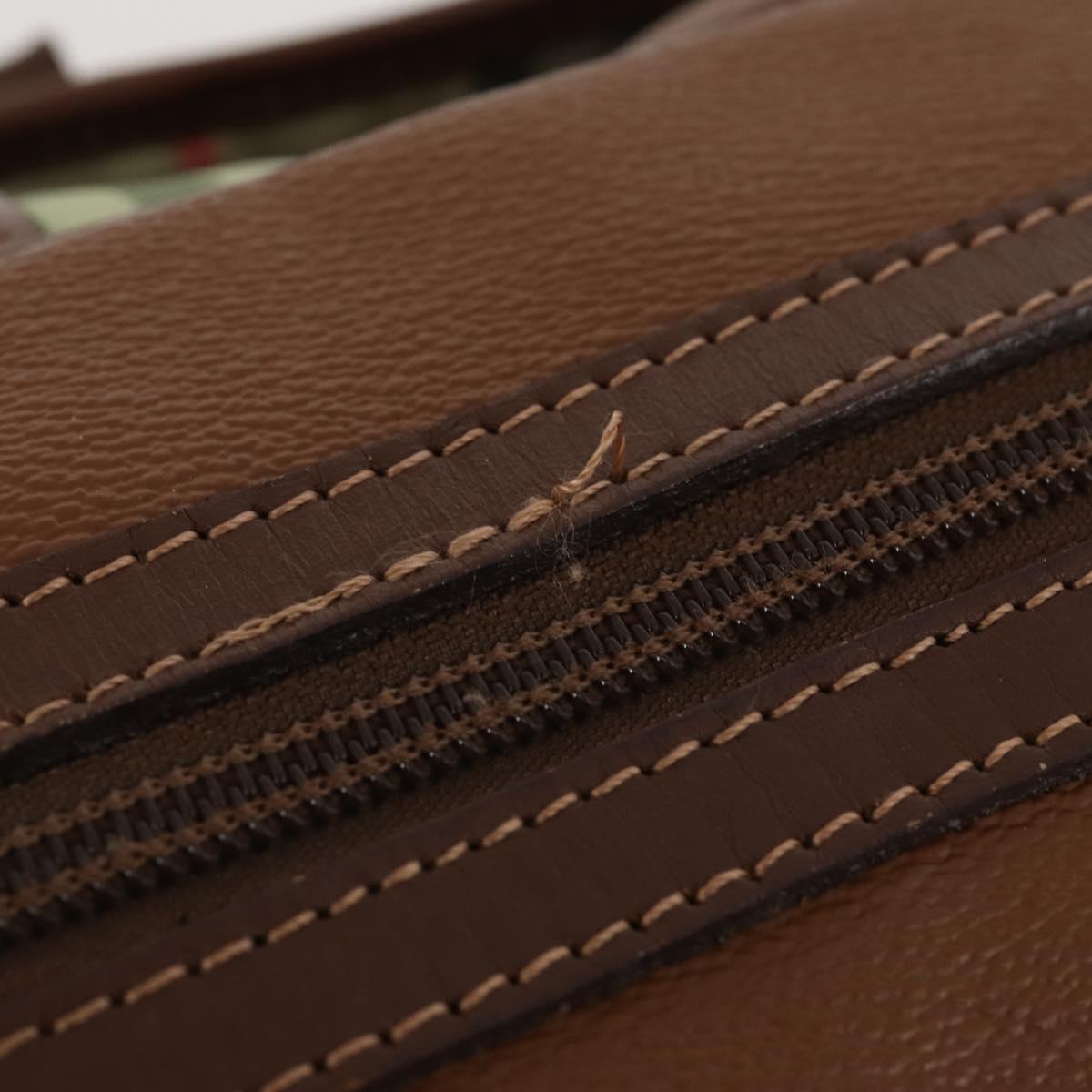 Burberrys Boston Bag Leather Brown Gold Tone Auth 201252A