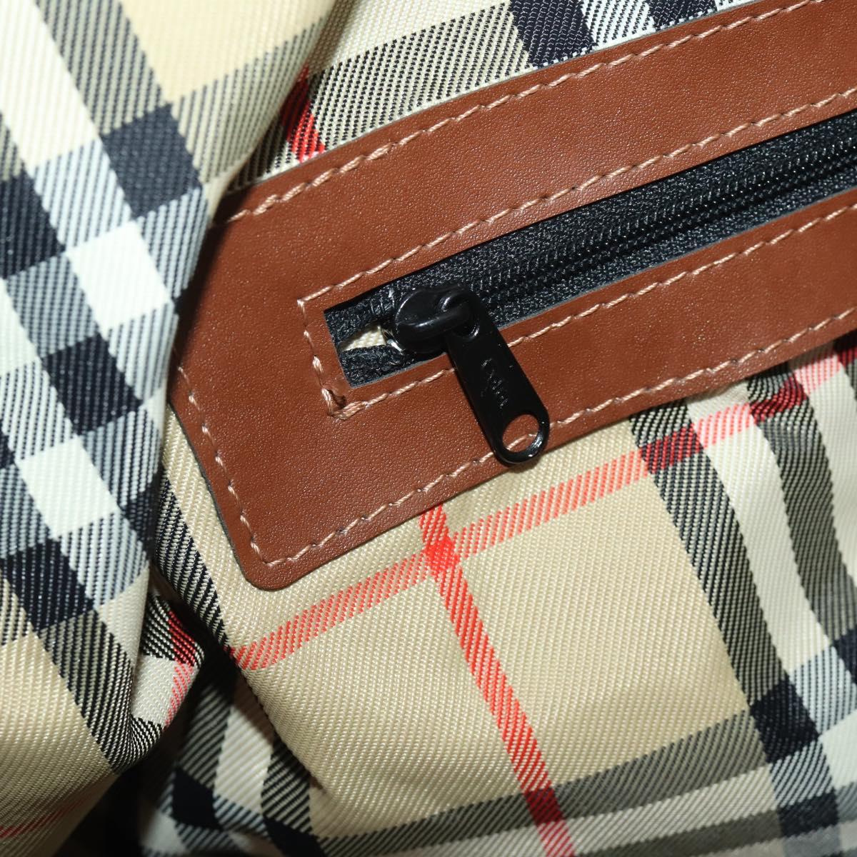 Burberrys Boston Bag Leather Brown Gold Tone Auth 201252A