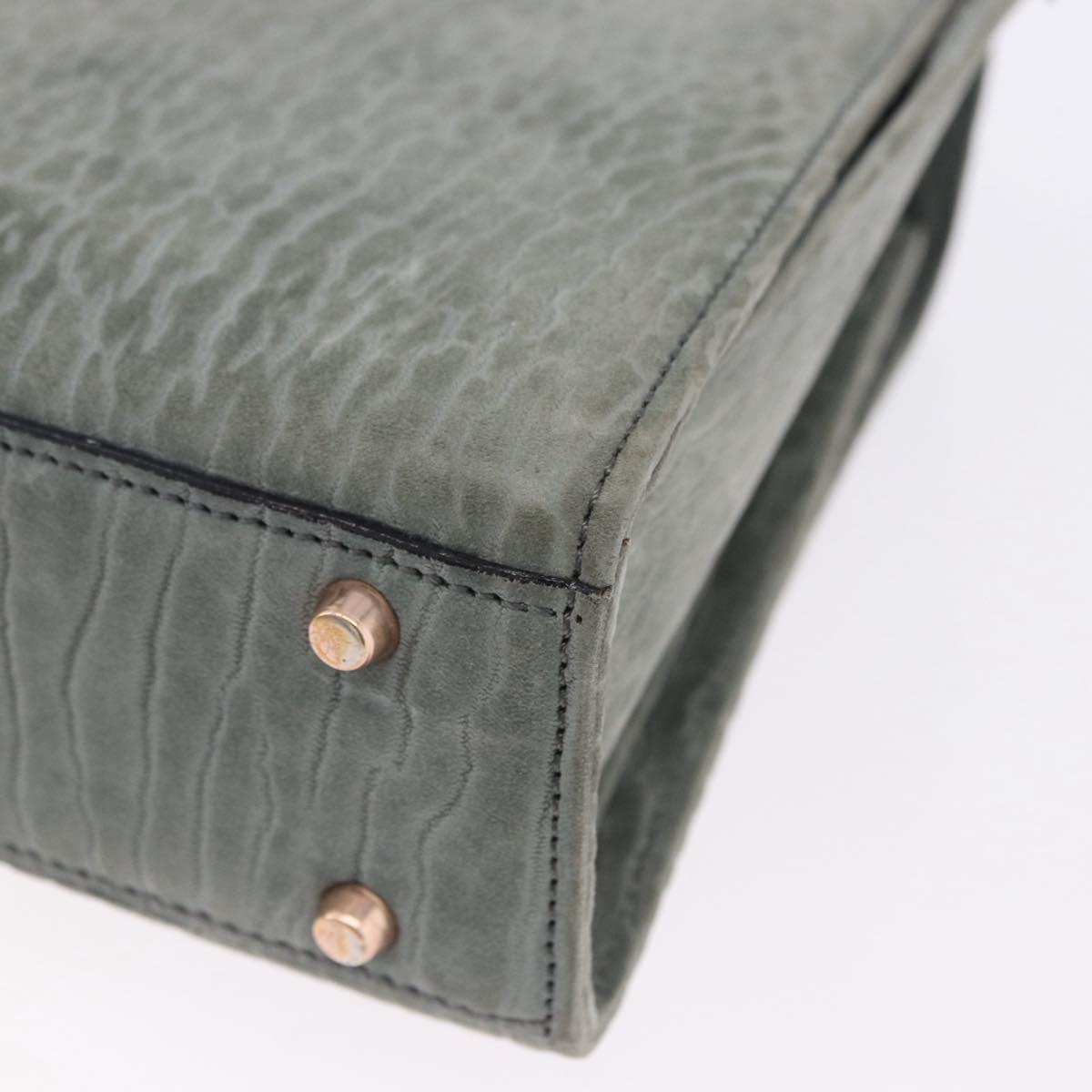 Valextra Hand Bag Suede Gray Gold Tone Auth 201257