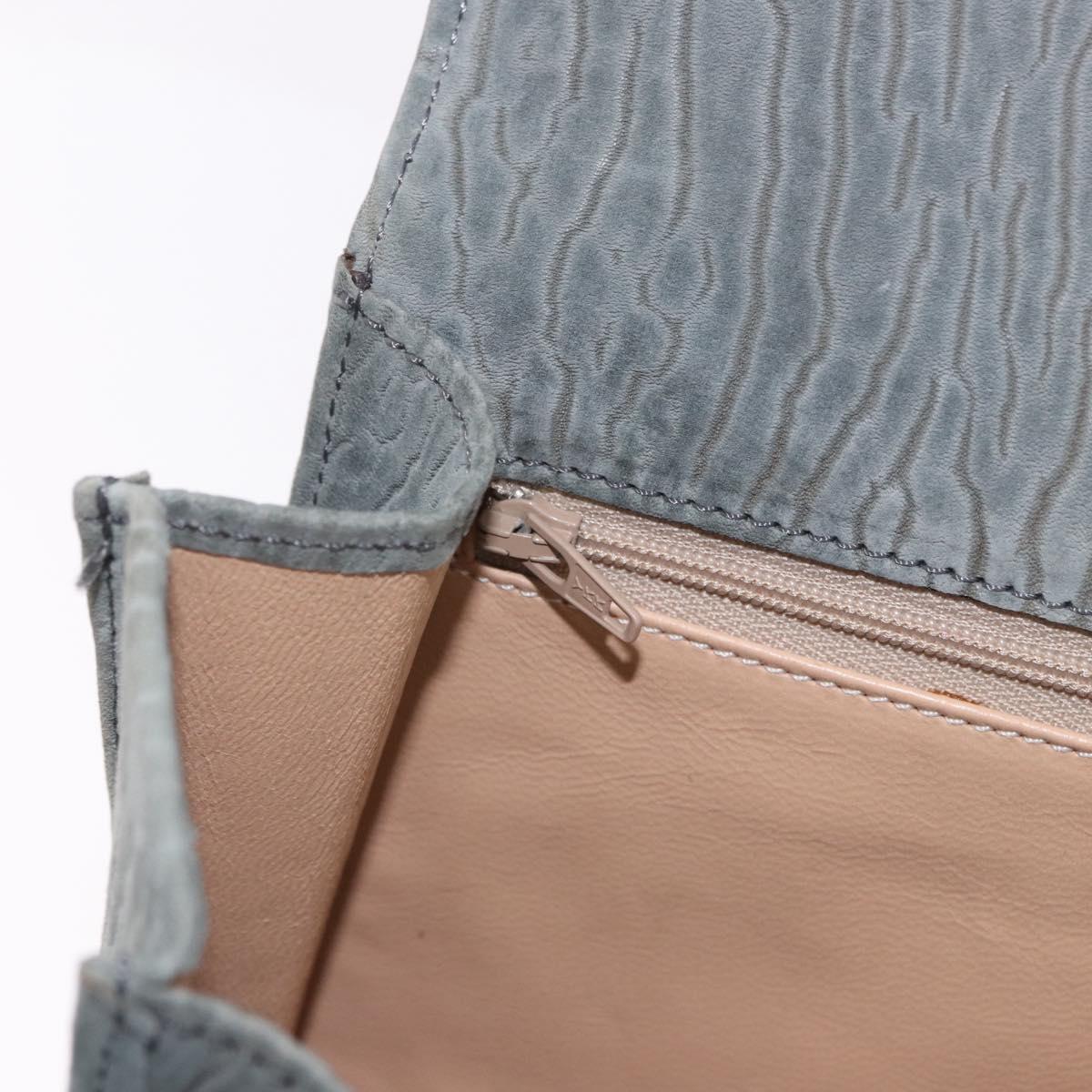 Valextra Hand Bag Suede Gray Gold Tone Auth 201257