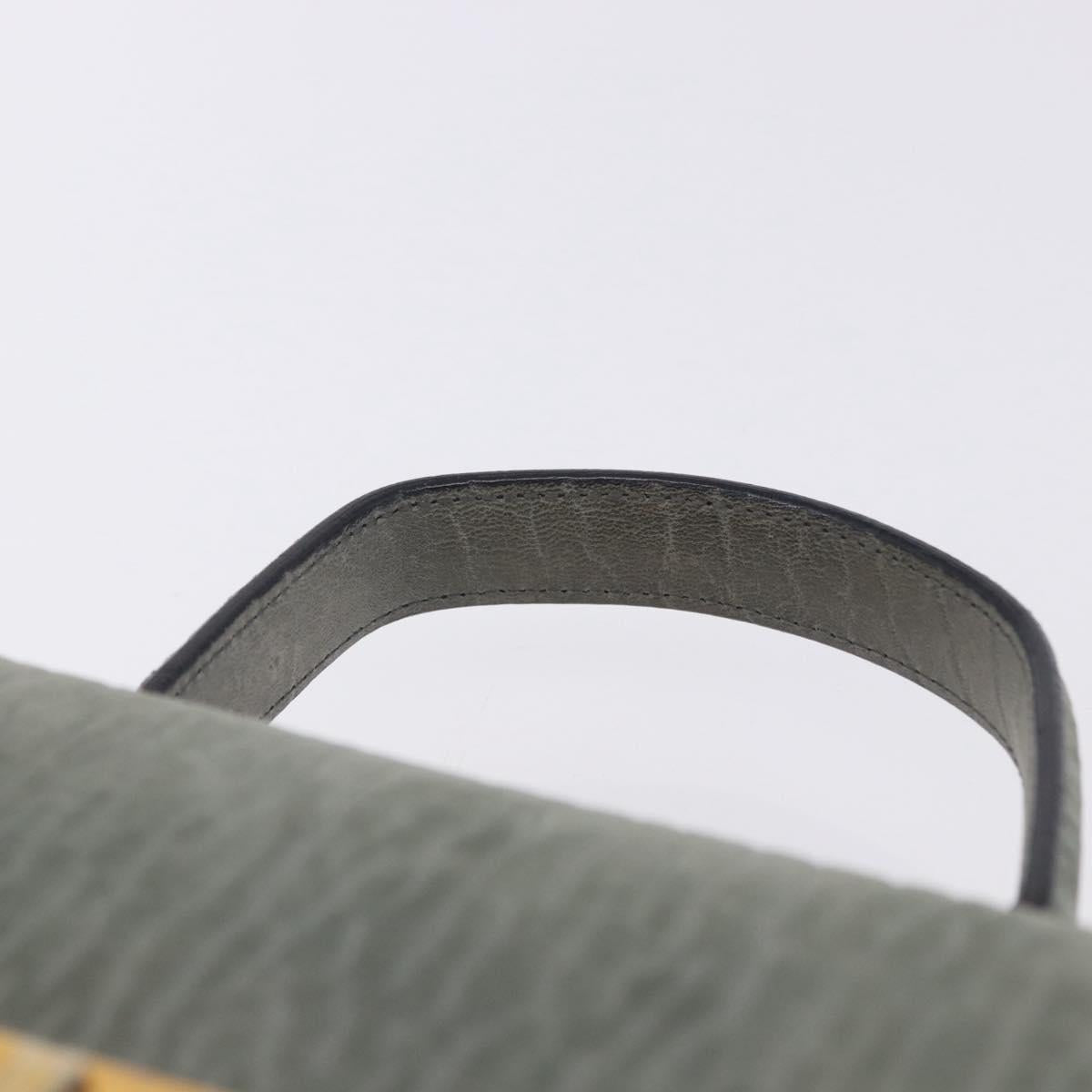 Valextra Hand Bag Suede Gray Gold Tone Auth 201257