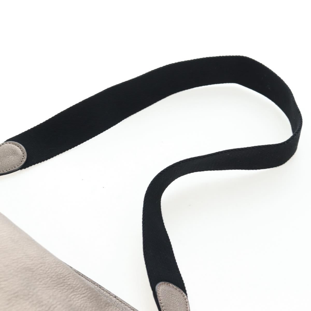 LOEWE Hand Bag Leather 2way Silver Gold Tone Auth 201259V