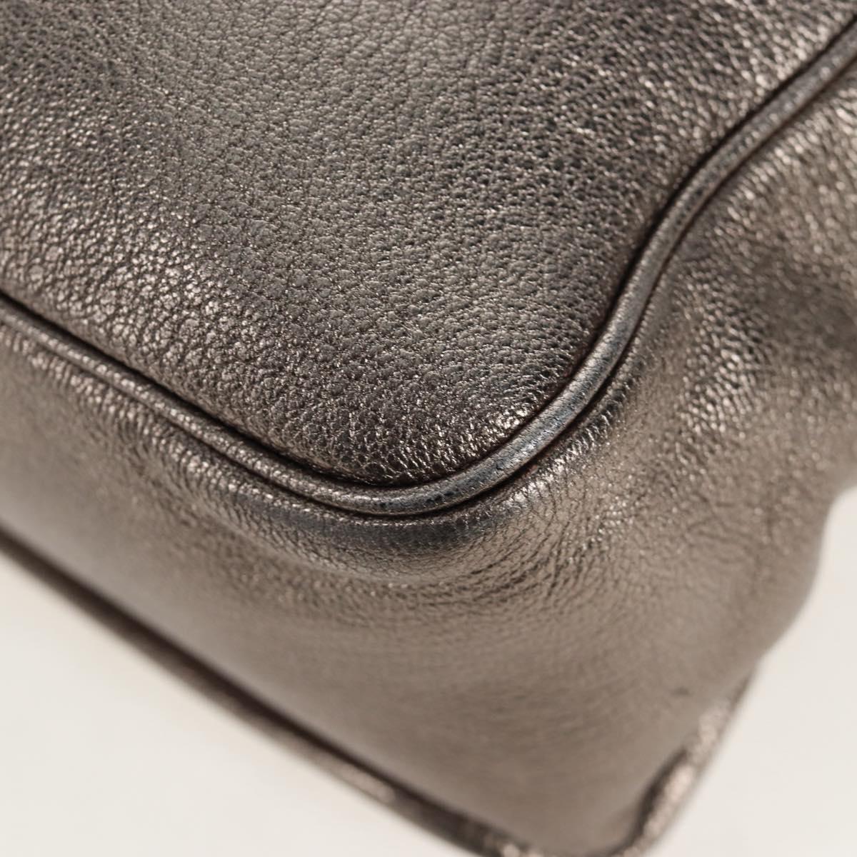 LOEWE Hand Bag Leather 2way Silver Gold Tone Auth 201259V