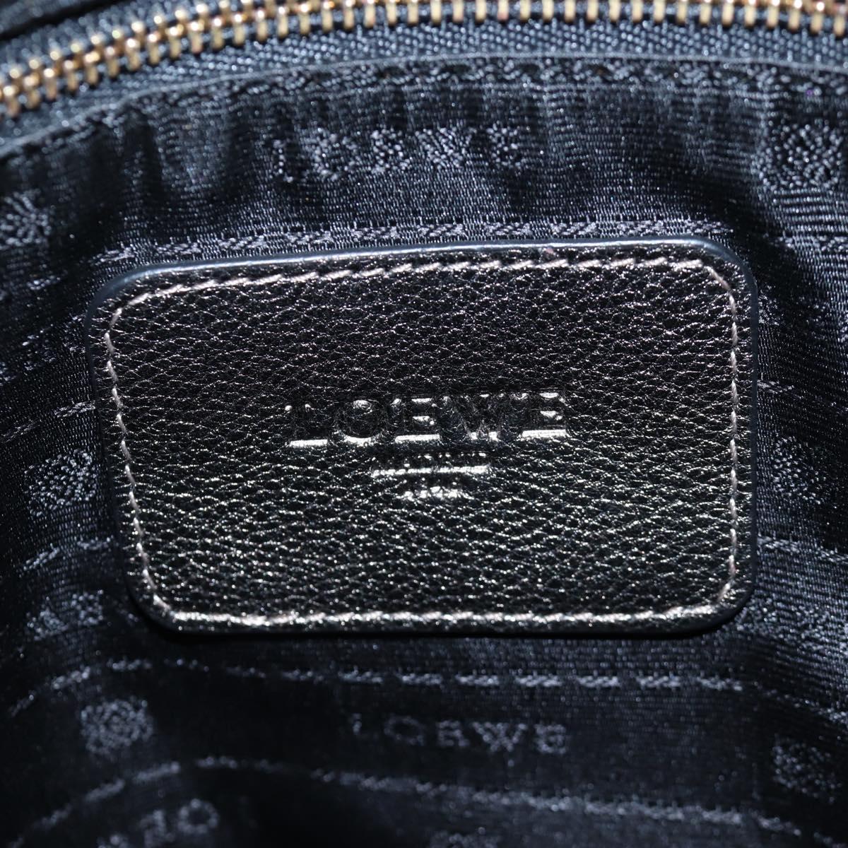 LOEWE Hand Bag Leather 2way Silver Gold Tone Auth 201259V