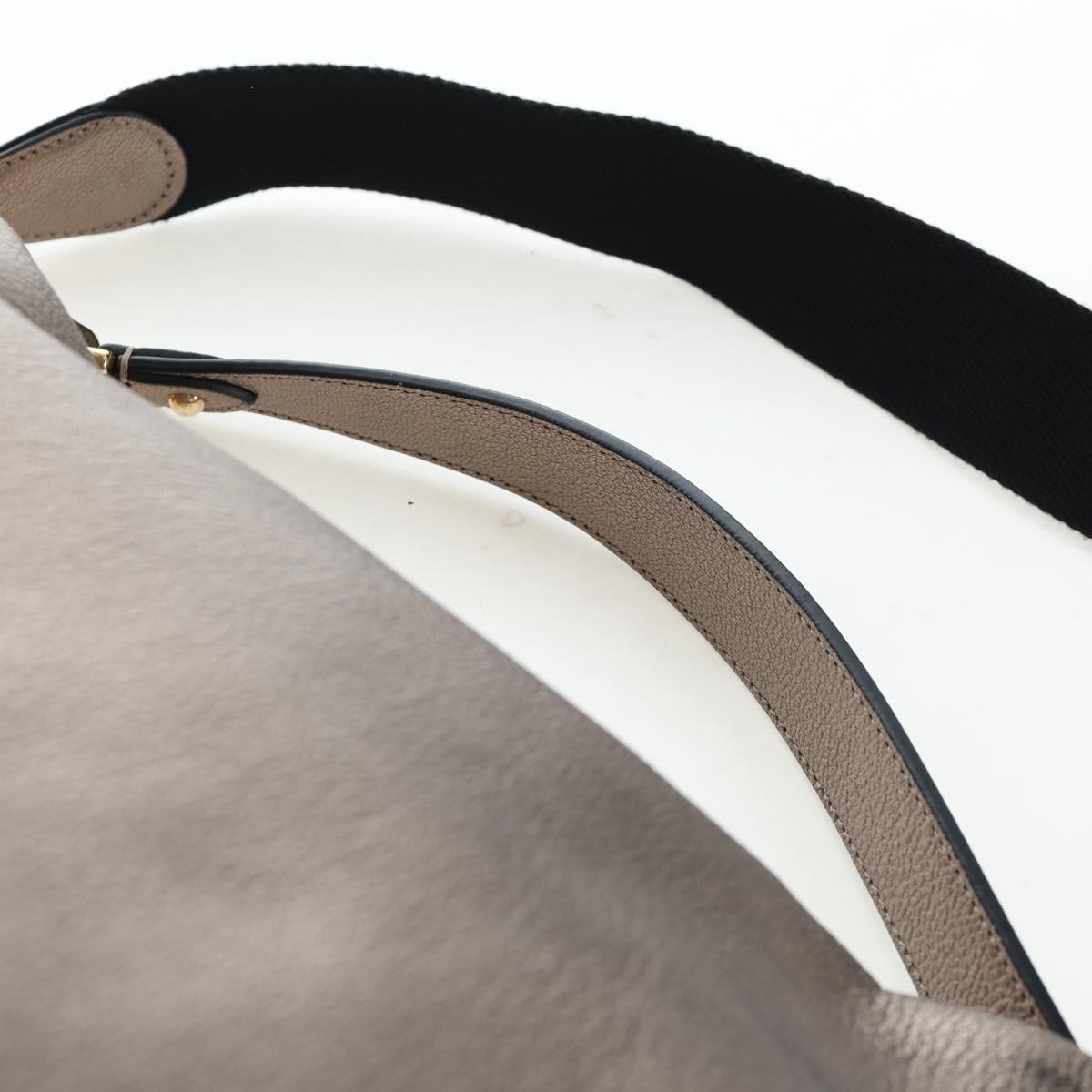 LOEWE Hand Bag Leather 2way Silver Gold Tone Auth 201259V