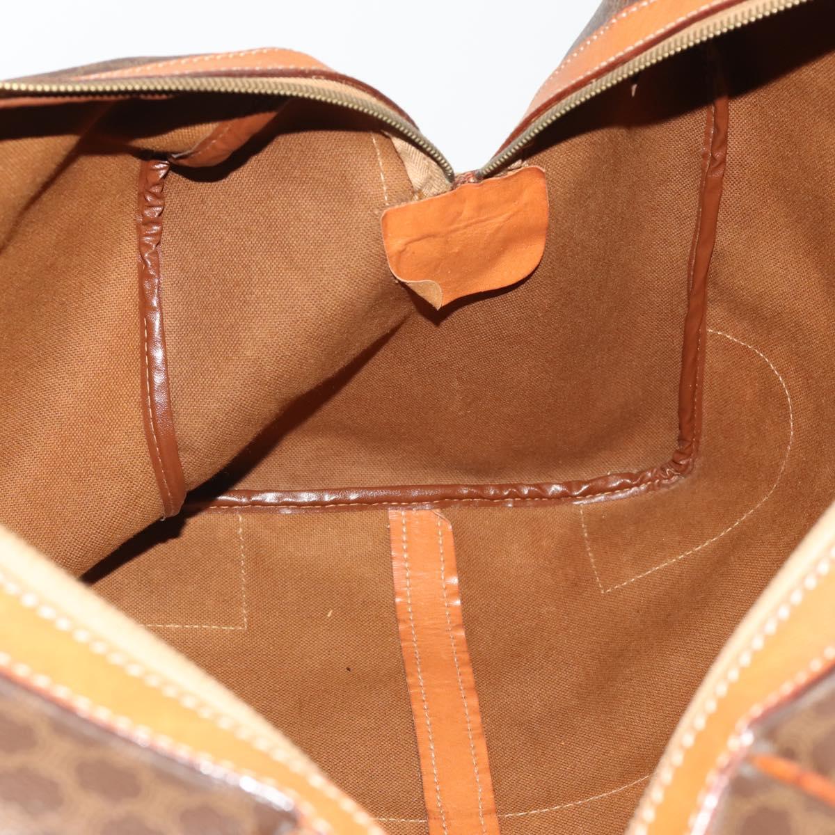 CELINE Macadam Boston Bag PVC Leather Brown Gold Tone Auth 201260A