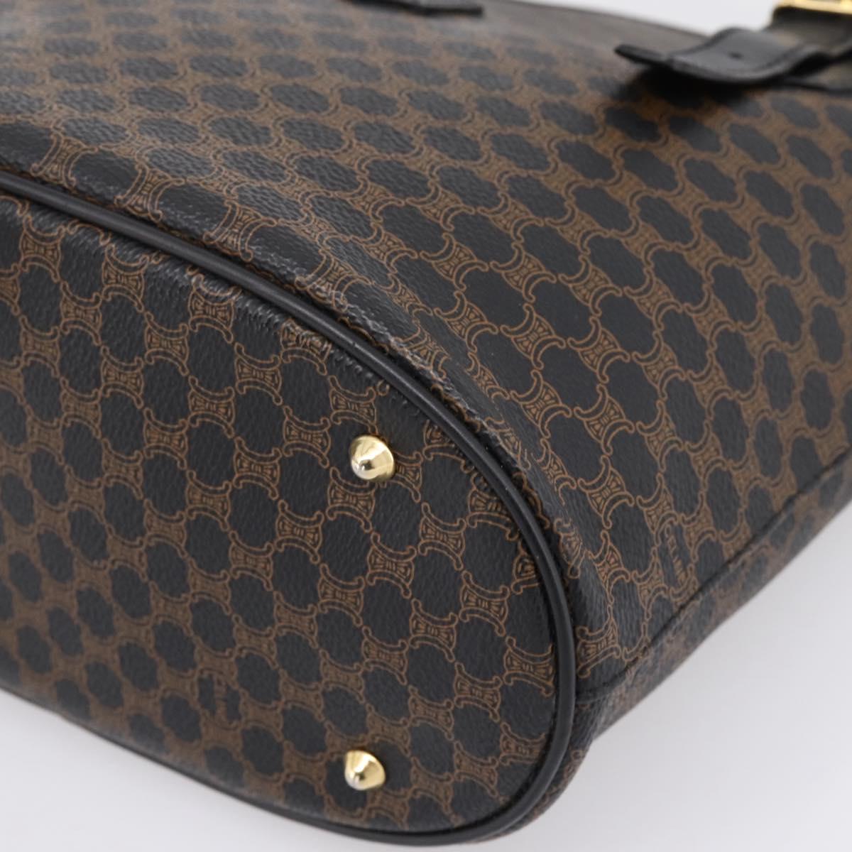 CELINE Macadam Canvas Hand Bag PVC Leather Black Gold Auth 201262V