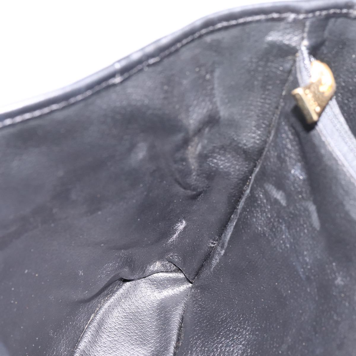 CELINE Macadam Canvas Hand Bag PVC Leather Black Gold Auth 201262V