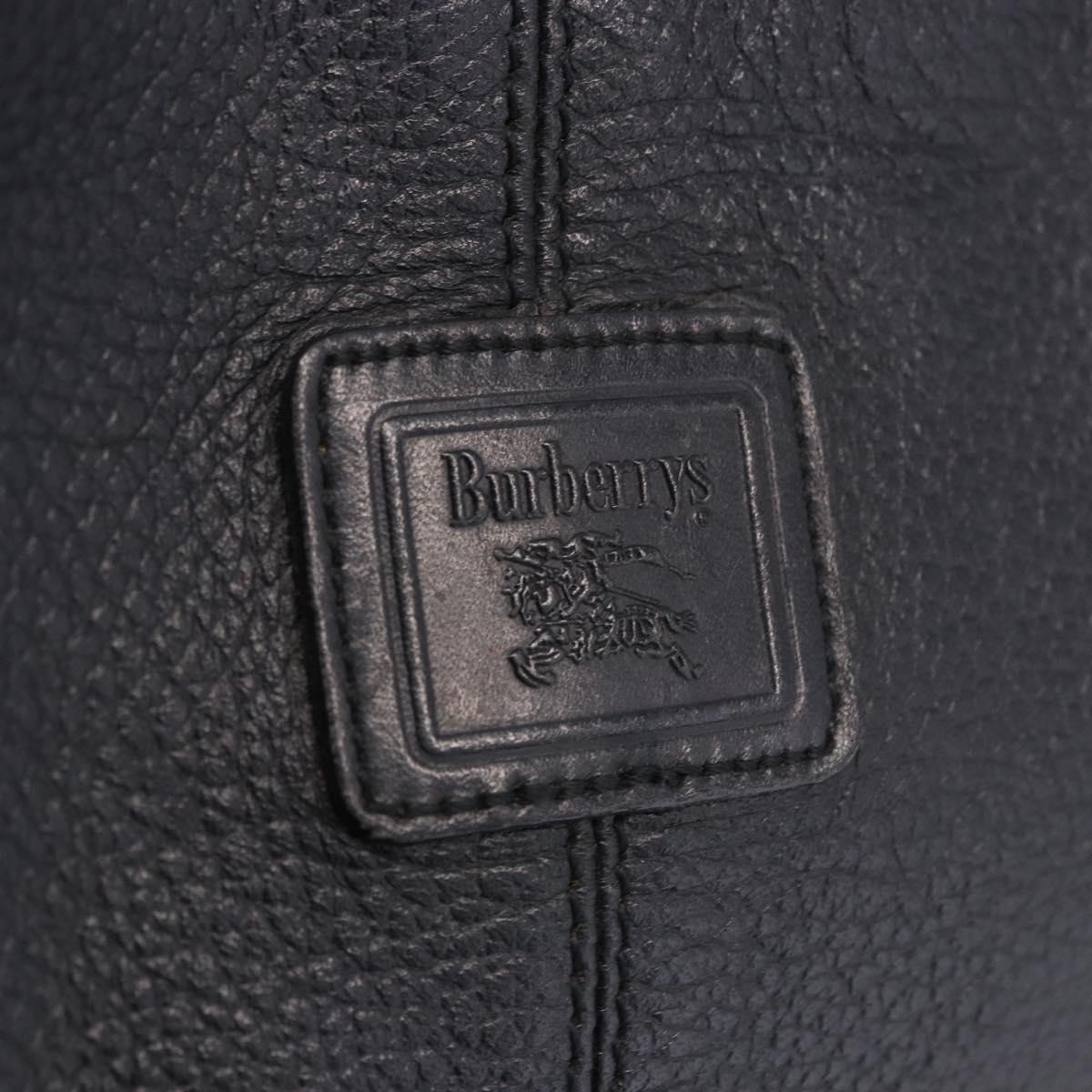 Burberrys Shoulder Bag Leather Black Gold Tone Auth 201263A