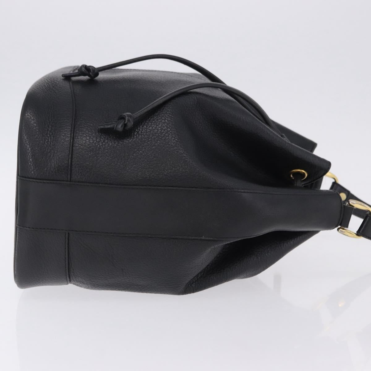 Burberrys Shoulder Bag Leather Black Gold Tone Auth 201263A