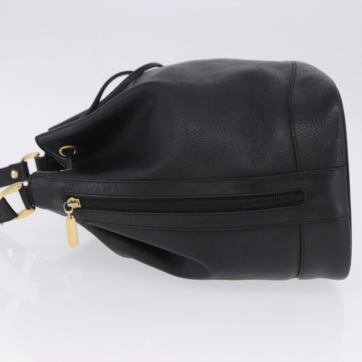 Burberrys Shoulder Bag Leather Black Gold Tone Auth 201263A