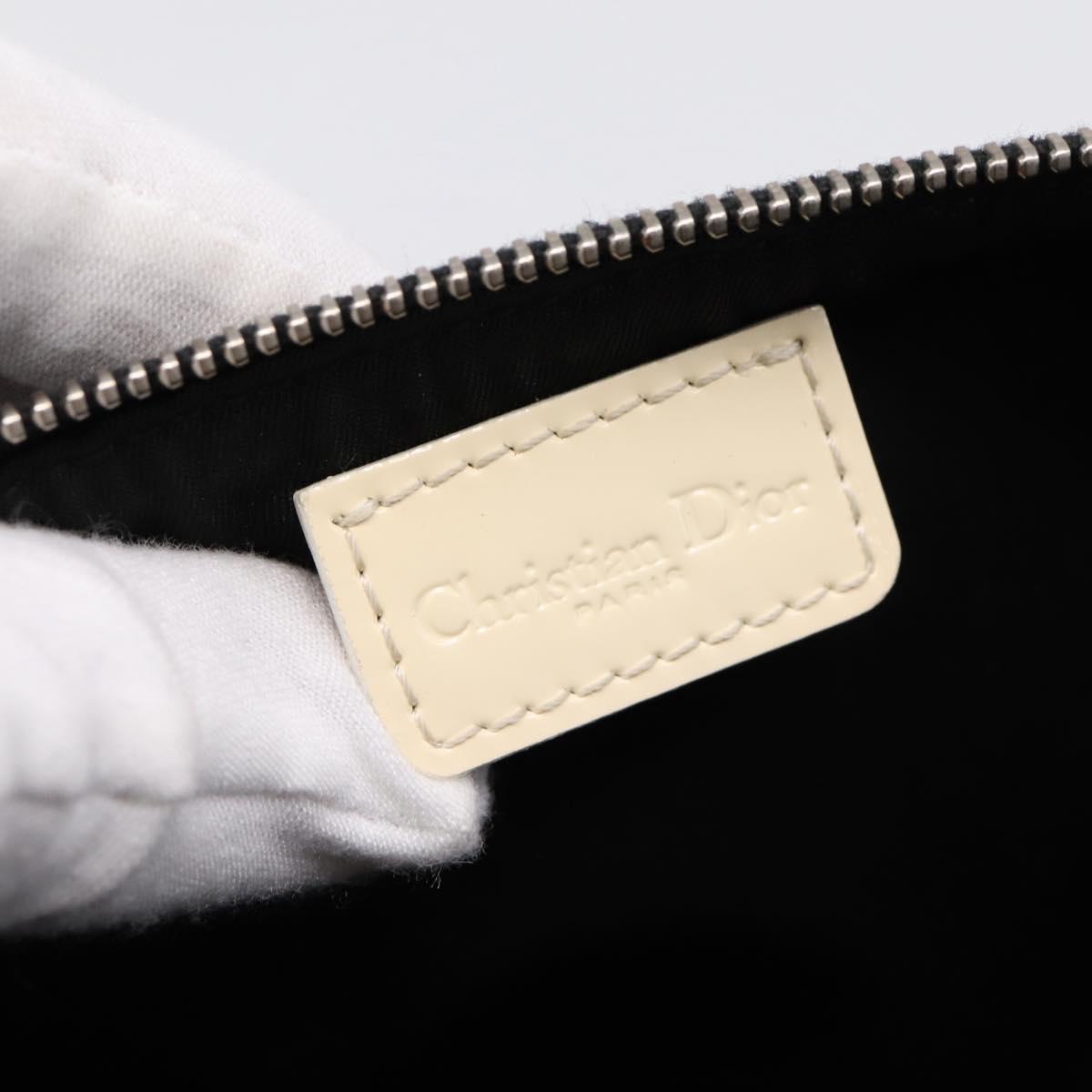 Christian Dior Trotter Saddle Accessory Pouch PVC Black White Auth 201266V