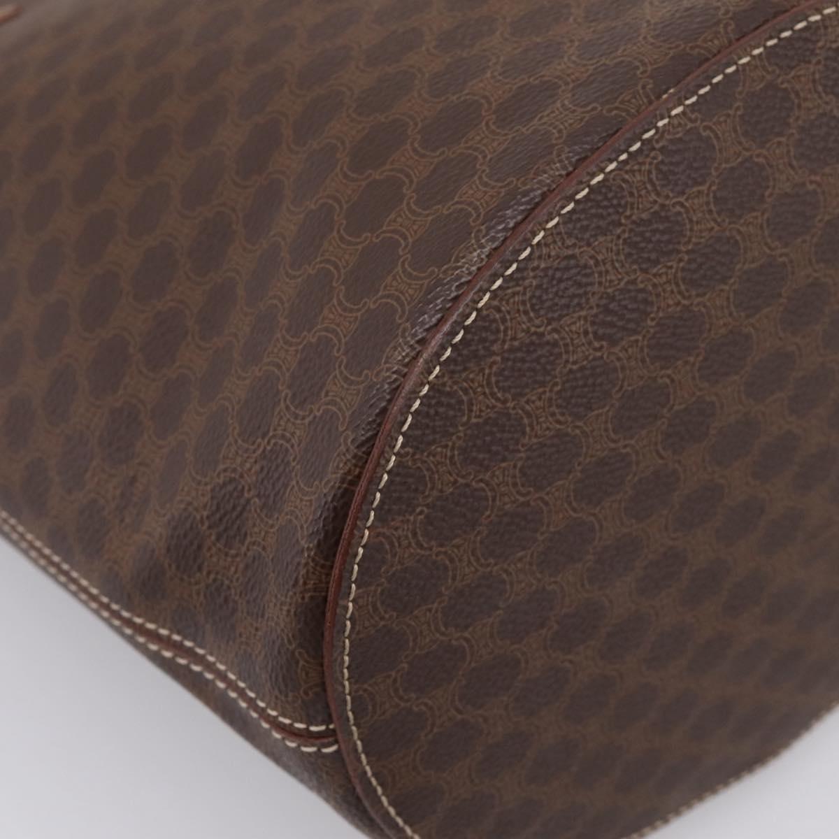 CELINE Macadam Canvas Tote Bag PVC Leather Brown Gold Auth 201267V