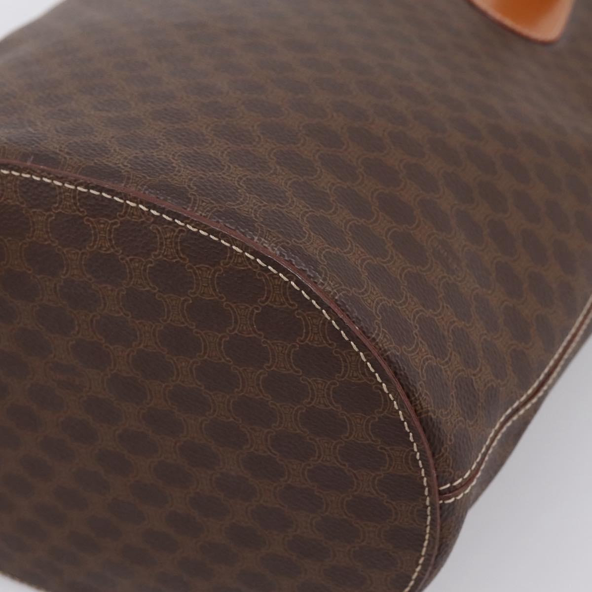 CELINE Macadam Canvas Tote Bag PVC Leather Brown Gold Auth 201267V