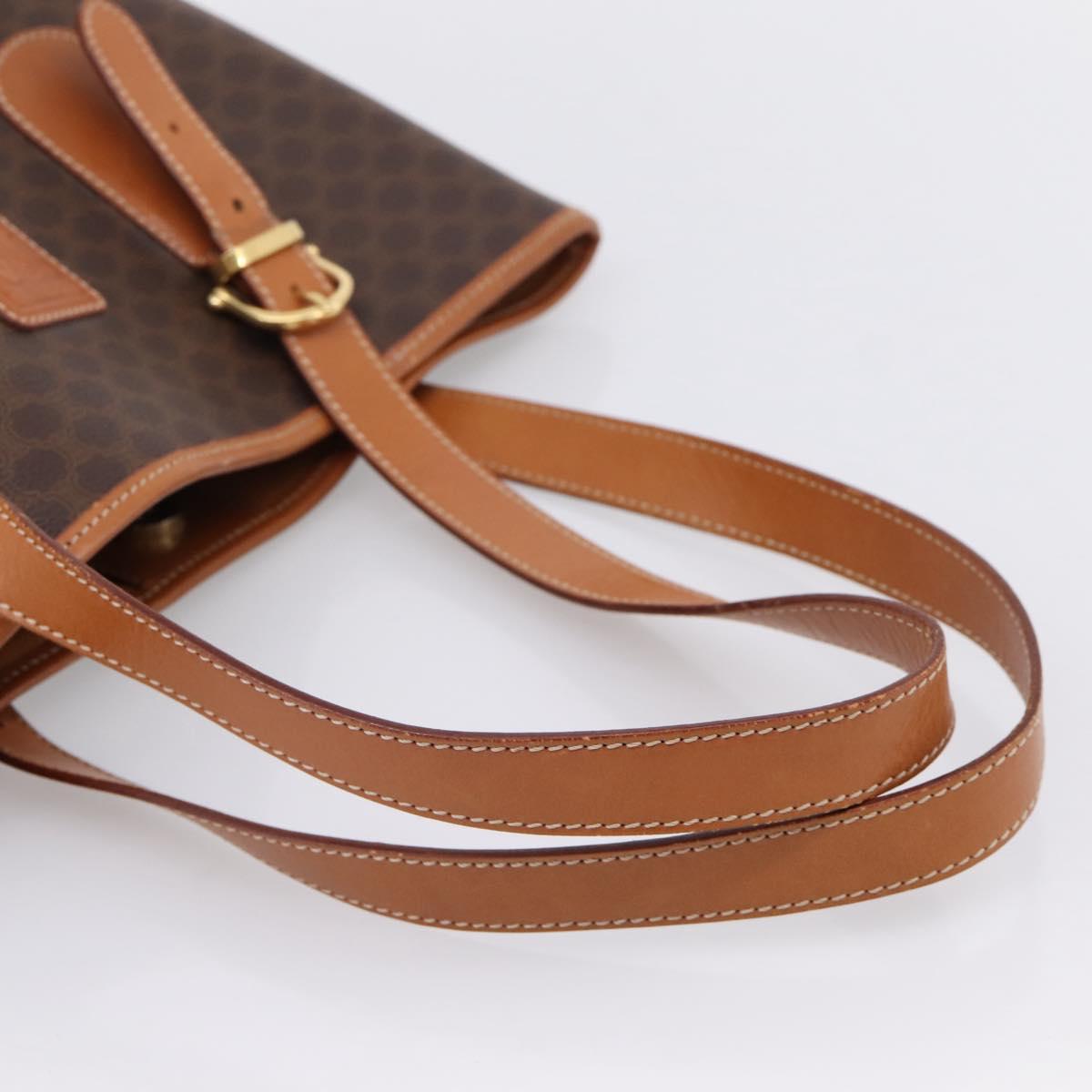 CELINE Macadam Canvas Tote Bag PVC Leather Brown Gold Auth 201267V