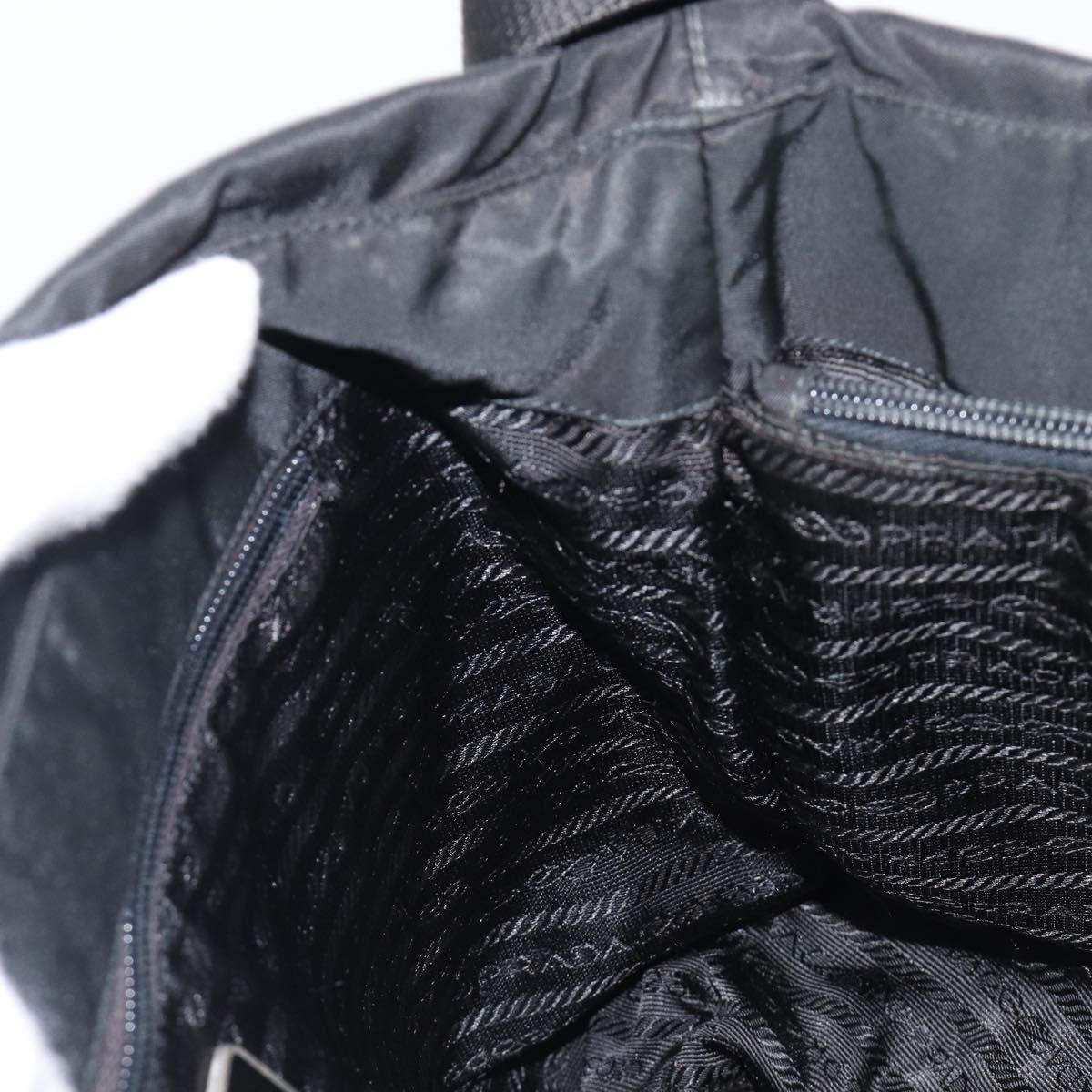 PRADA Shoulder Bag Nylon Black Silver Auth 201270