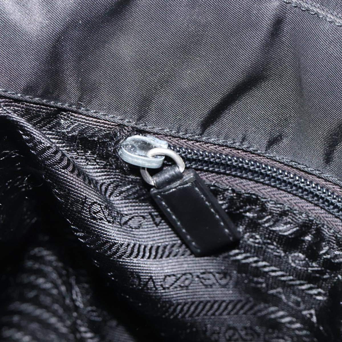 PRADA Shoulder Bag Nylon Black Silver Auth 201270