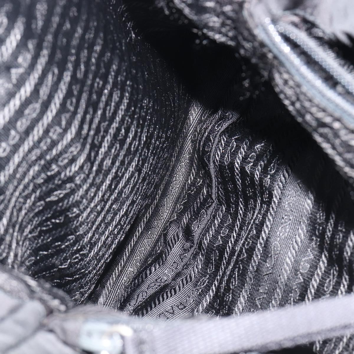 PRADA Shoulder Bag Nylon Black Silver Auth 201270