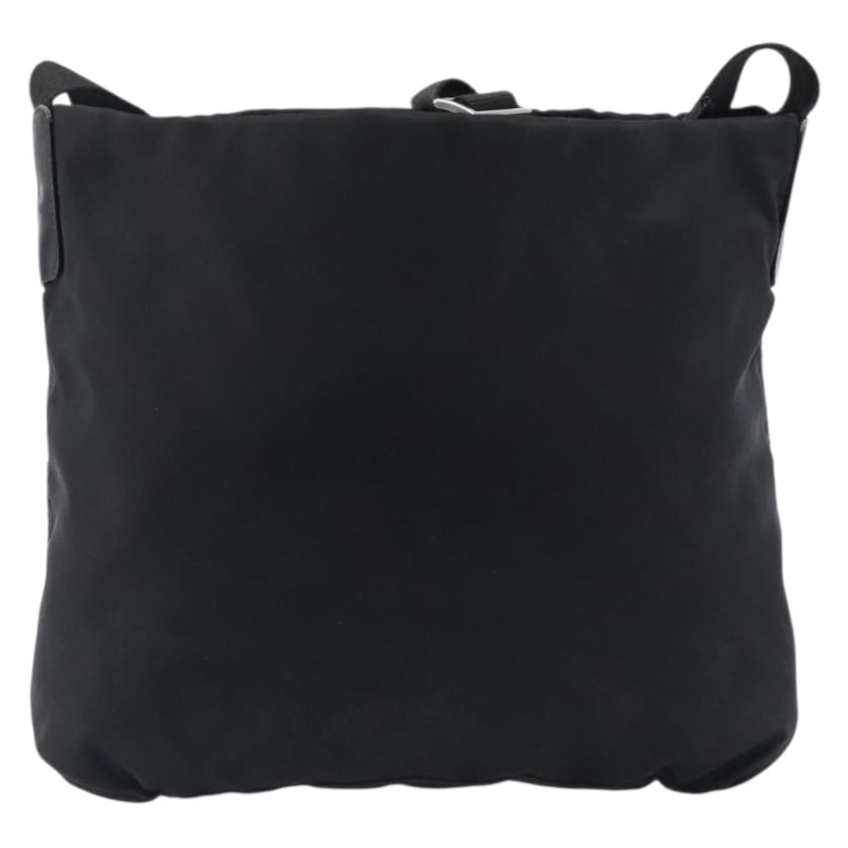 PRADA Shoulder Bag Nylon Black Silver Auth 201270