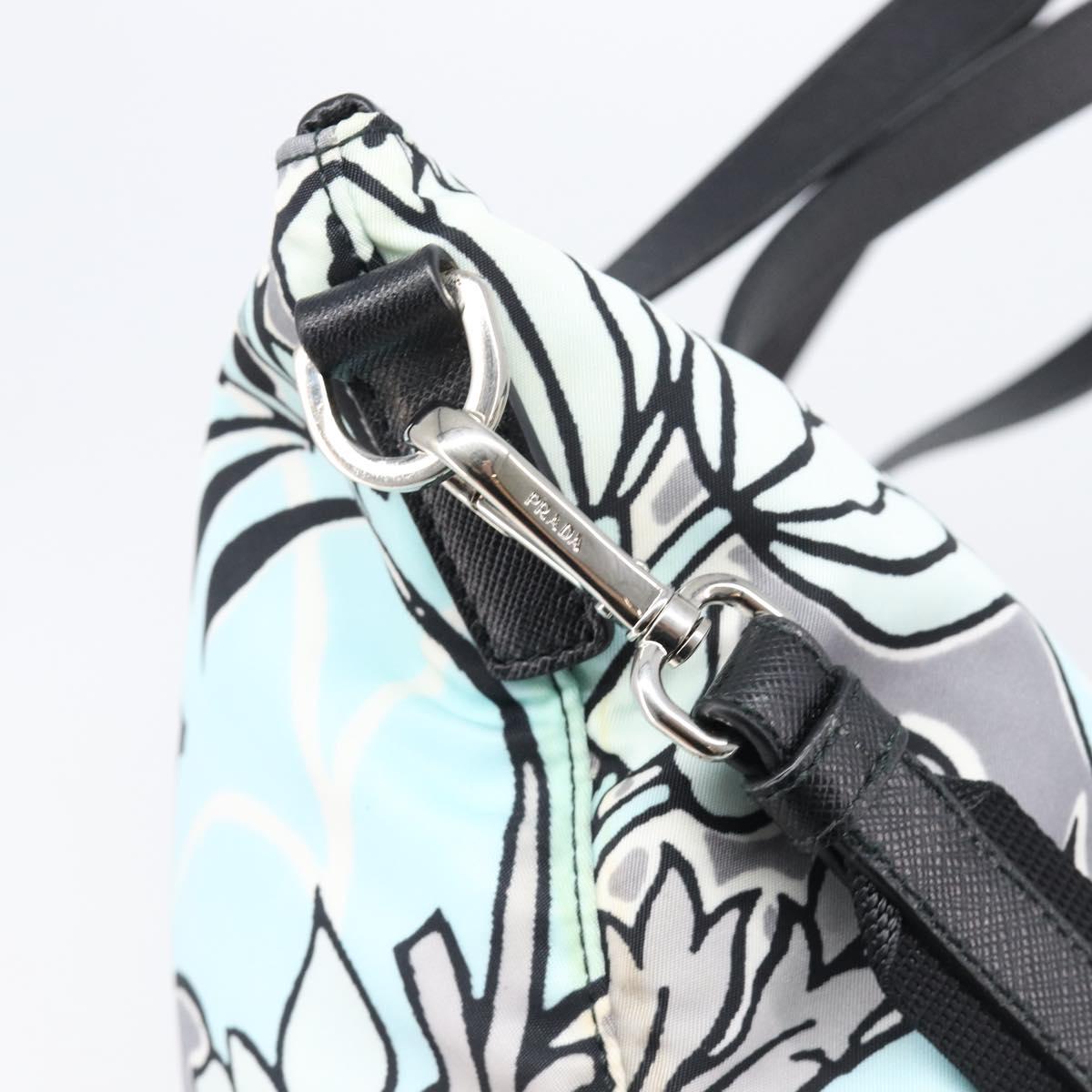 PRADA Tote Bag Nylon 2way Light Blue Silver Auth 201271A