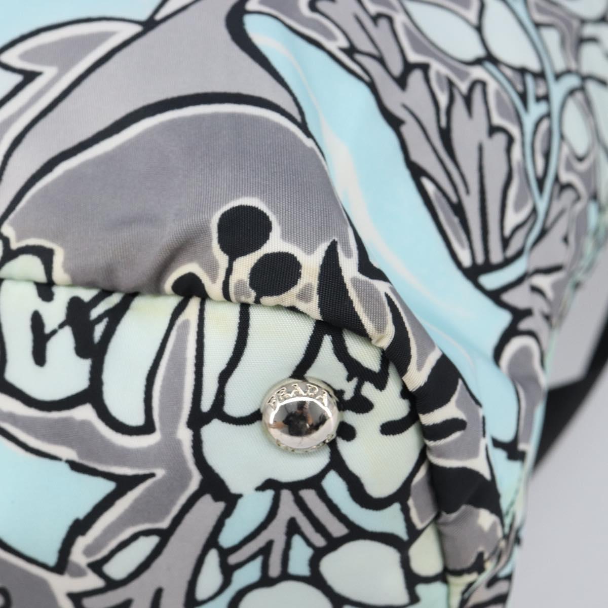 PRADA Tote Bag Nylon 2way Light Blue Silver Auth 201271A