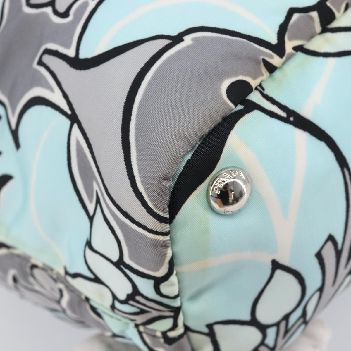 PRADA Tote Bag Nylon 2way Light Blue Silver Auth 201271A