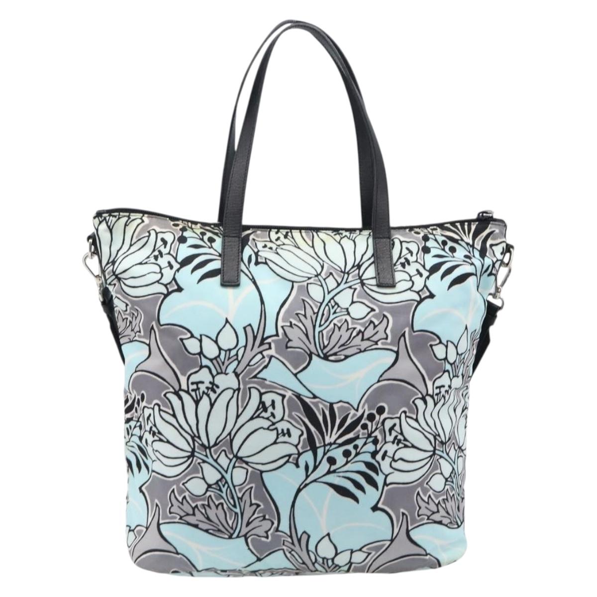 PRADA Tote Bag Nylon 2way Light Blue Silver Auth 201271A
