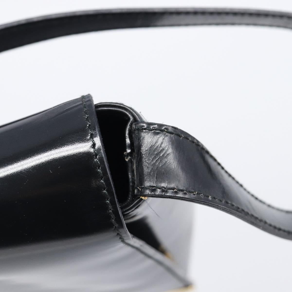 GUCCI Shoulder Bag Patent Black Gold Tone 001 3444 1812 Auth 201274
