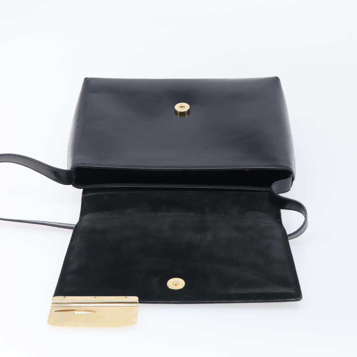 GUCCI Shoulder Bag Patent Black Gold Tone 001 3444 1812 Auth 201274
