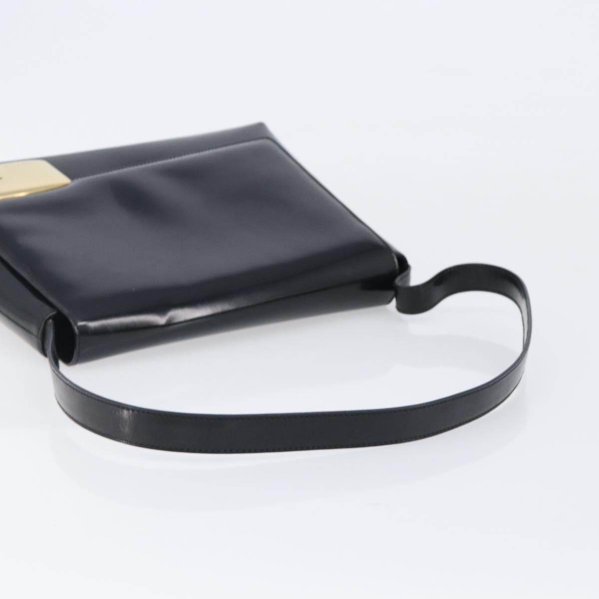 GUCCI Shoulder Bag Patent Black Gold Tone 001 3444 1812 Auth 201274