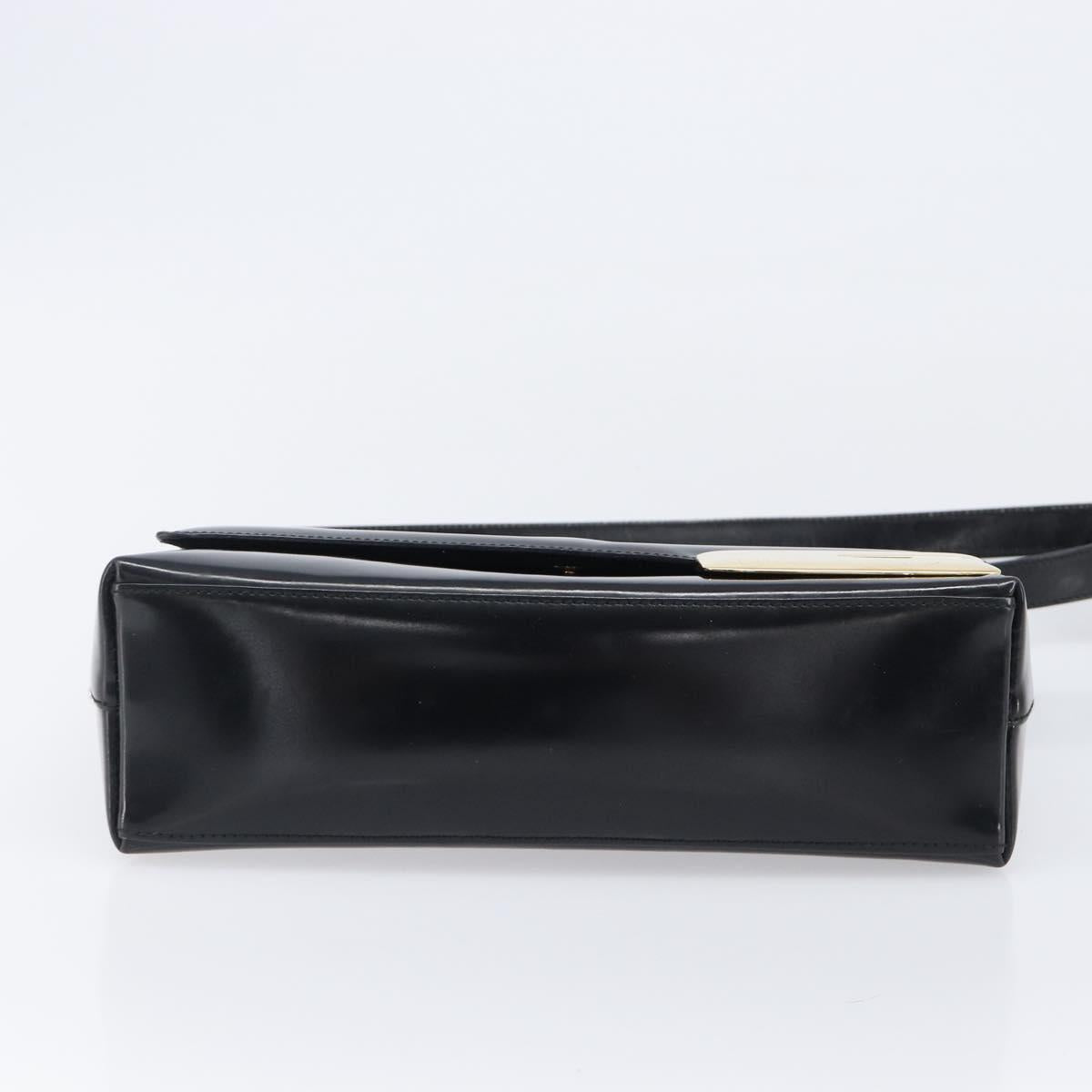 GUCCI Shoulder Bag Patent Black Gold Tone 001 3444 1812 Auth 201274